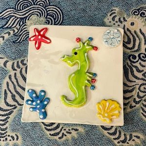 Elizabeth Carlton seahorse trivet. 6 inches. Like new